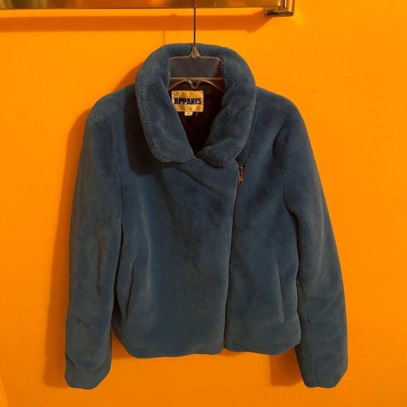 APPARIS Tukio Faux Fur Jacket in Vivid Blue - Picture 3 of 13